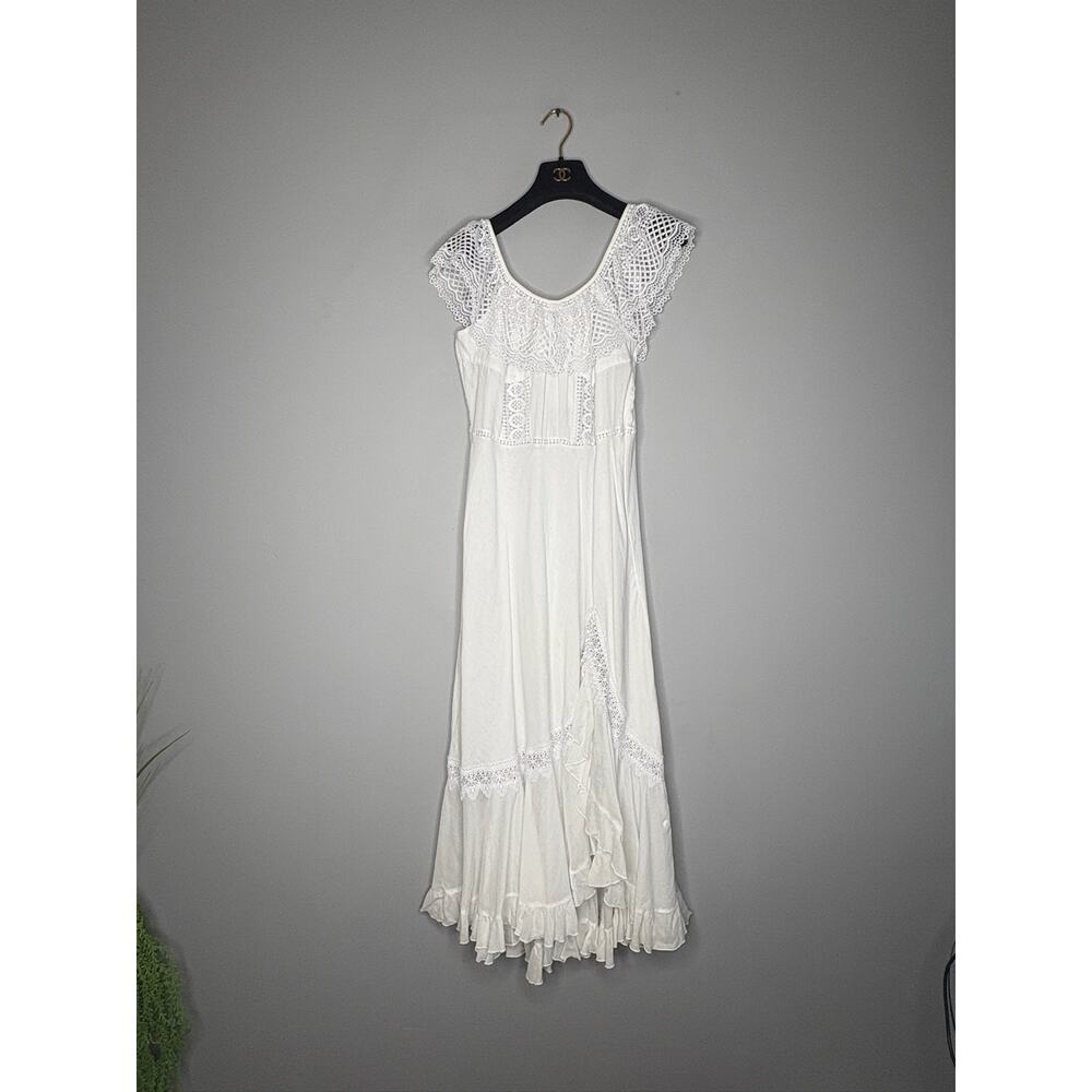 Brand New Charo Ruiz Women's Size Large White Louise Long Maxi Dress Summer